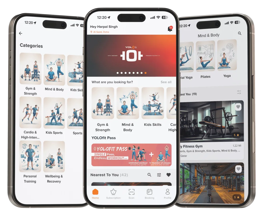 YOLOfit app screens
